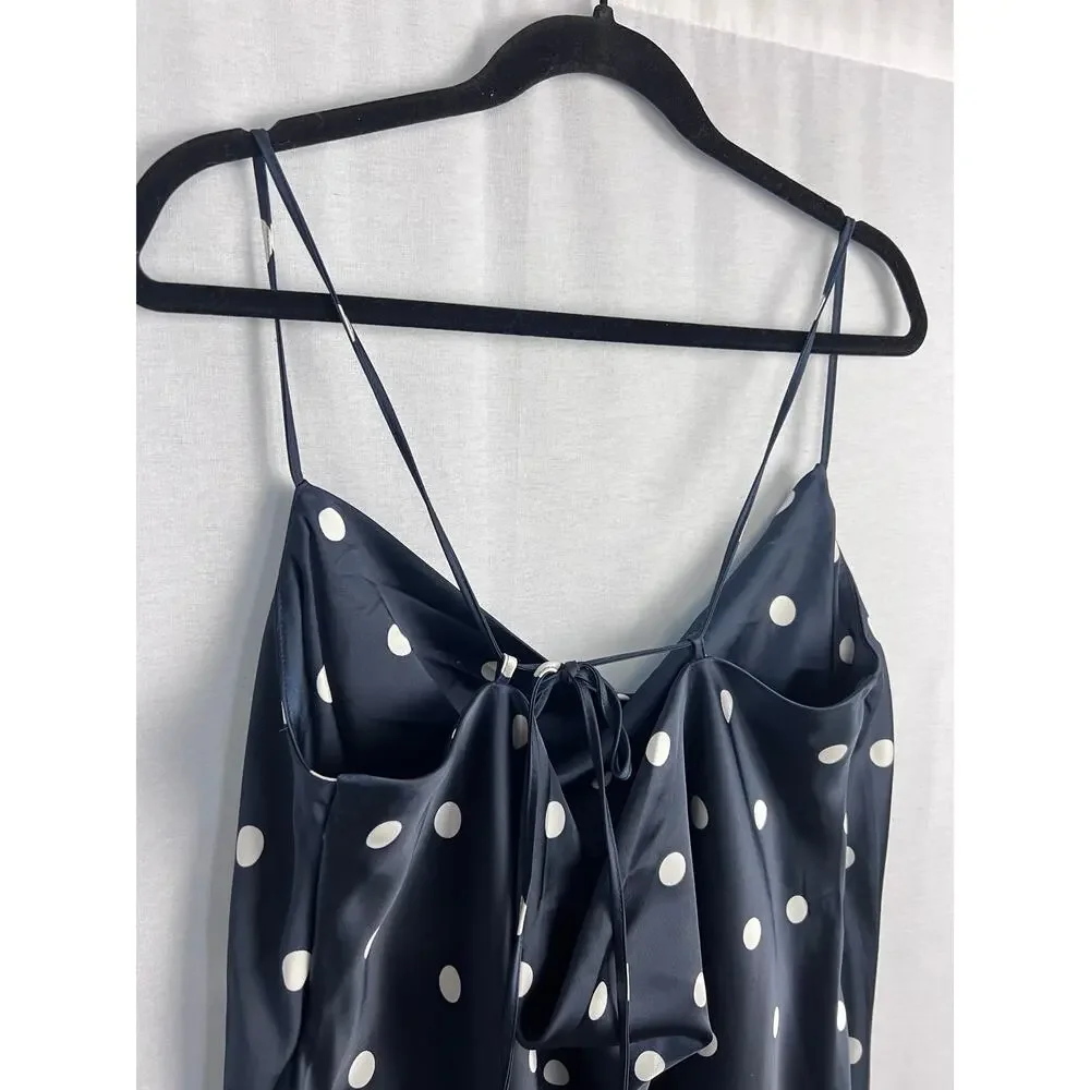 NWT Old Navy Dress Cowl Neck Slip Maxi Polka Dot Satin Romantic Party Retro - Picture 6 of 8